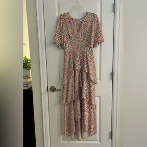 Chic Floral Maxi Dress in Pink, Yellow, Orange and Blue